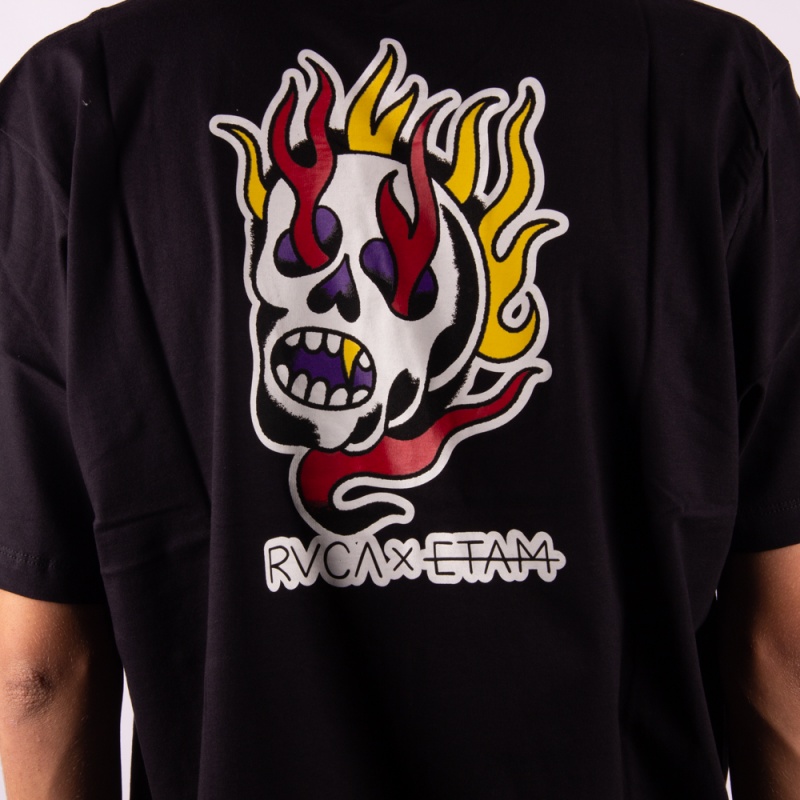 Camiseta RVCA Etam Skull Fire Preto